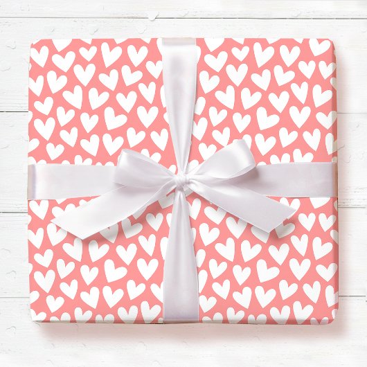 Pretty Love Heart Pattern Apricot Pink Valentine Cadeaupapier