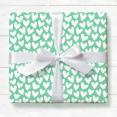 Pretty Love Heart Pattern Mint White Valentine Cadeaupapier