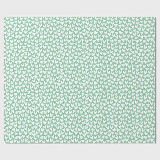 Pretty Love Heart Pattern Mint White Valentine Cadeaupapier (Vlak)