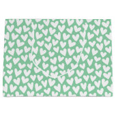 Pretty Love Heart Pattern Mint White Valentine Groot Cadeauzakje (Voorkant)