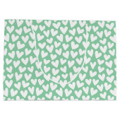 Pretty Love Heart Pattern Mint White Valentine Groot Cadeauzakje (Achterkant)