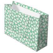 Pretty Love Heart Pattern Mint White Valentine Groot Cadeauzakje (Voorkant Gekanteld)