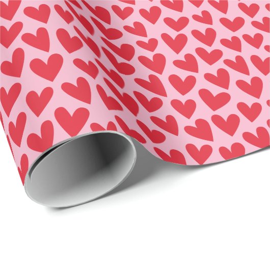 Pretty Love Heart Pattern Pink Red Valentine Cadeaupapier (Rol Hoek)