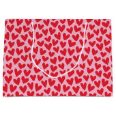 Pretty Love Heart Pattern Pink Red Valentine Groot Cadeauzakje (Voorkant)