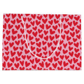 Pretty Love Heart Pattern Pink Red Valentine Groot Cadeauzakje (Achterkant)