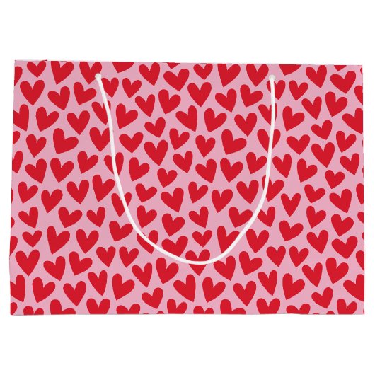 Pretty Love Heart Pattern Pink Red Valentine Groot Cadeauzakje (Achterkant)