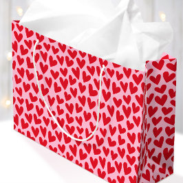 Pretty Love Heart Pattern Pink Red Valentine Groot Cadeauzakje