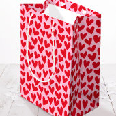 Pretty Love Heart Pattern Pink Red Valentine Medium Cadeauzakje
