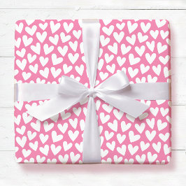 Pretty Love Heart Pattern Pink White Valentine Cadeaupapier