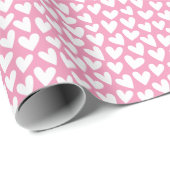 Pretty Love Heart Pattern Pink White Valentine Cadeaupapier (Rol Hoek)