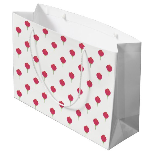 Pretty lush pink tulips pattern groot cadeauzakje (Achterkant Gekanteld)