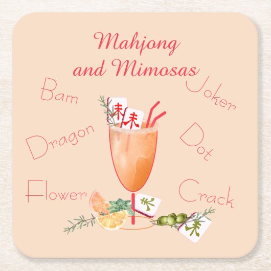 Pretty Mahjong Tiles and Fancy Cocktail Kartonnen Onderzetters (Voorkant)