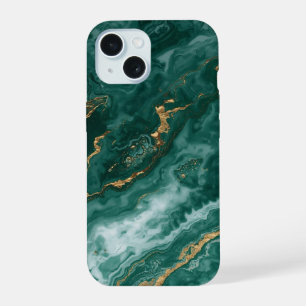 Pretty Marble Smaragdgroene Hoes voor Telefoon iPhone 15 Case