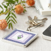 Pretty Mauve Violets Floral and Polka Dot Keychain (Zijkant)