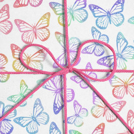 Pretty meisjesachtig pastel vlinderpatroon irisere cadeaupapier