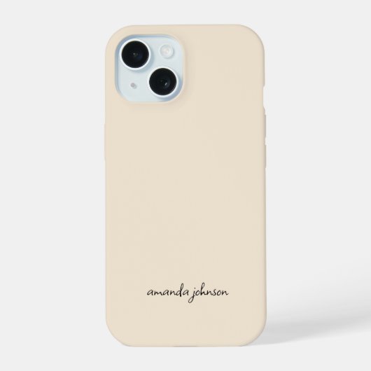 Pretty Minimalistische Moderne Monogram op Crème iPhone 15 Case (Achterkant)