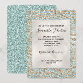 Pretty Mint Glitzy Goud Zebra Glitters Kaart (Voorkant / Achterkant)