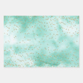 Pretty Mint Green Watercolor Gold Christmas Tree Inpakpapier Vel (Voorkant 3)
