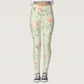 Pretty Mint Peach Floral Leggings (Voorkant)