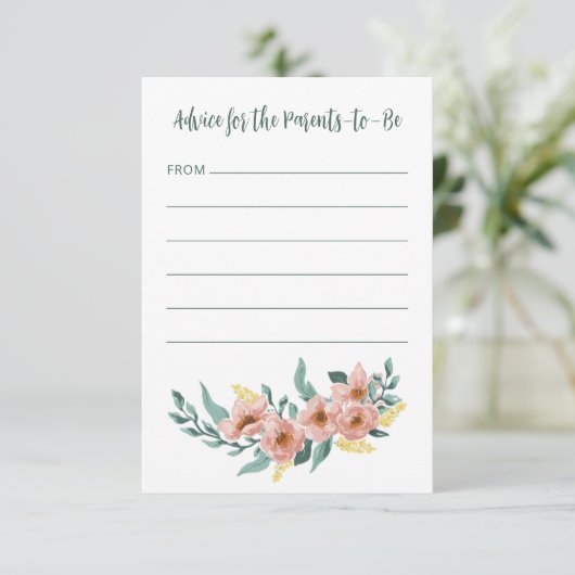 Pretty Mint Sage Blush Bloemstuk Aangepaste Baby S Advieskaart (Staand voorkant)