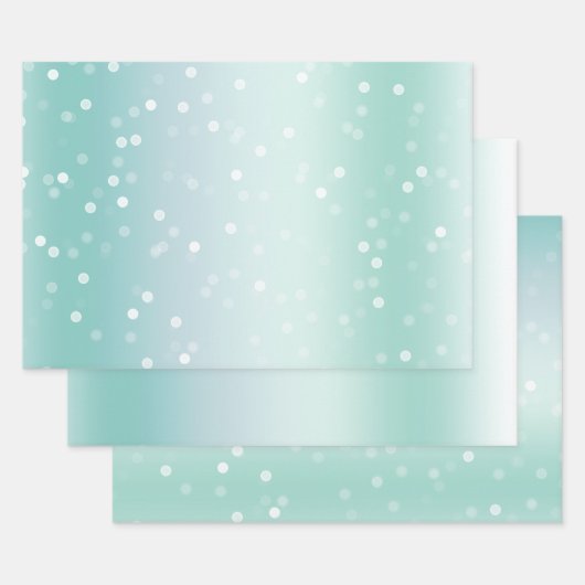 Pretty Mint White Bokeh Dots Celebration Christmas Inpakpapier Vel (Set)