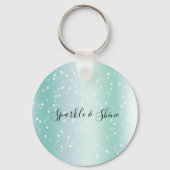 Pretty Mint White Bokeh Dots Celebration Sleutelhanger (Voorkant)