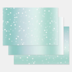 Pretty Mint Witte Bokeh Stippen Viering Kerstmis Inpakpapier Vel