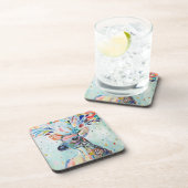 Pretty Modern Deer Art Flower Antlers Bier Onderzetter (Rechterzijde)