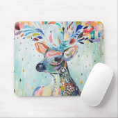 Pretty Modern Deer Art Flower Antlers Muismat (Met muis)