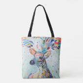 Pretty Modern Deer Art Flower Antlers Tote Bag (Achterkant)