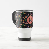 Pretty Modern Donkere Bloemmotief Monogram Reisbeker (Voorkant links)