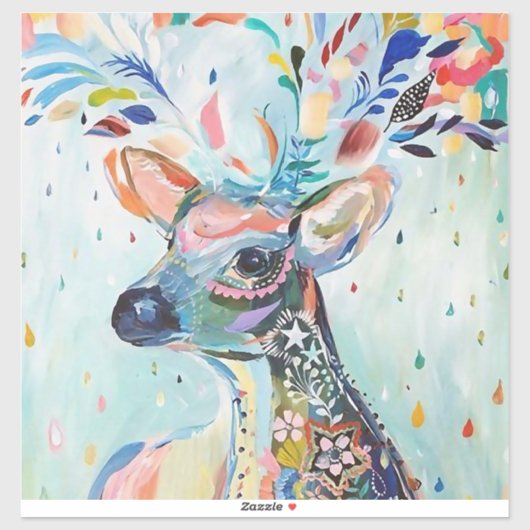 Pretty Modern Herten Kunst Bloem Geweien Sticker (Vel)