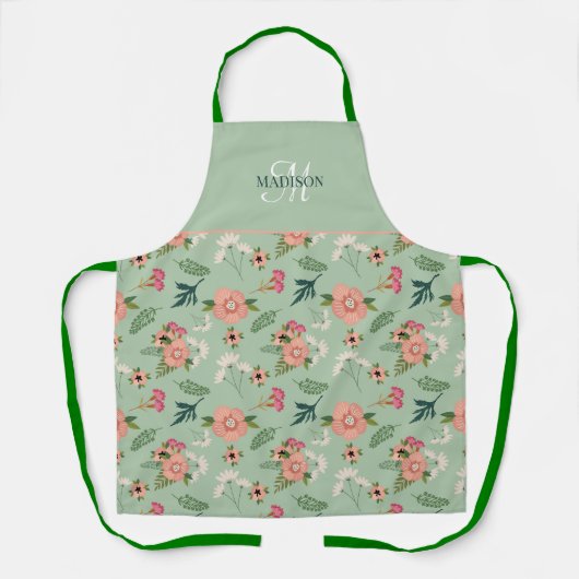 Pretty Modern Roze Bloem Monogram Schort (Voorkant)