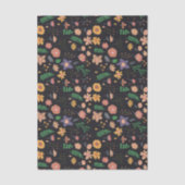 Pretty Moderne Donkere Bloempatroon Tissuepapier (Voorkant)