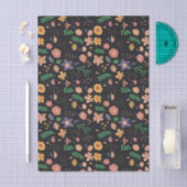 Pretty Moderne Donkere Bloempatroon Tissuepapier (Craft)