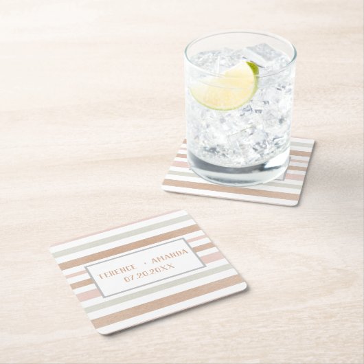 Pretty Moderne Neutrale Strepen Persoonlijk   Kartonnen Onderzetters (Insitu)