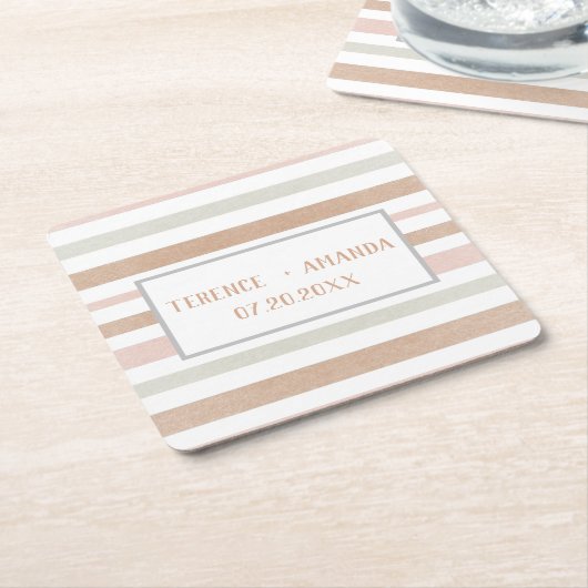 Pretty Moderne Neutrale Strepen Persoonlijk   Kartonnen Onderzetters (Schuin)