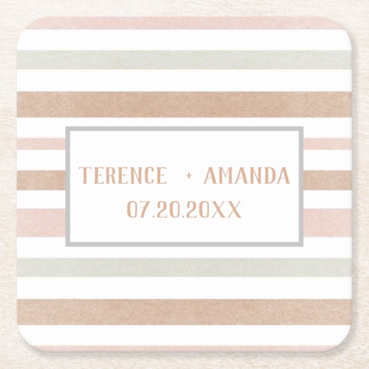 Pretty Moderne Neutrale Strepen Persoonlijk   Kartonnen Onderzetters (Voorkant)
