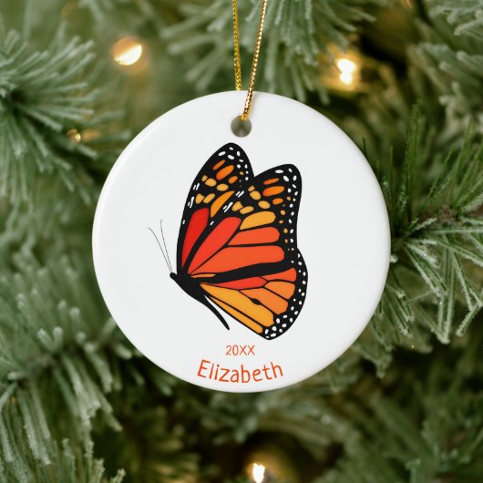 pretty Monarch butterfly commemorative year Keramisch Ornament (Boom)