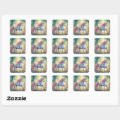 Pretty Multi-Kleurige Eenhoorn Vierkante Sticker (Vel)