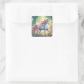 Pretty Multi-Kleurige Eenhoorn Vierkante Sticker (Tas)