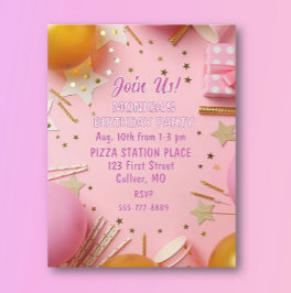 Pretty n Pink! Custom Birthday Party Invitation Kaart