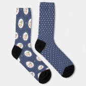 Pretty Navy Mix Stippen En Bloemen Ongelijk Sokken (Rechts)