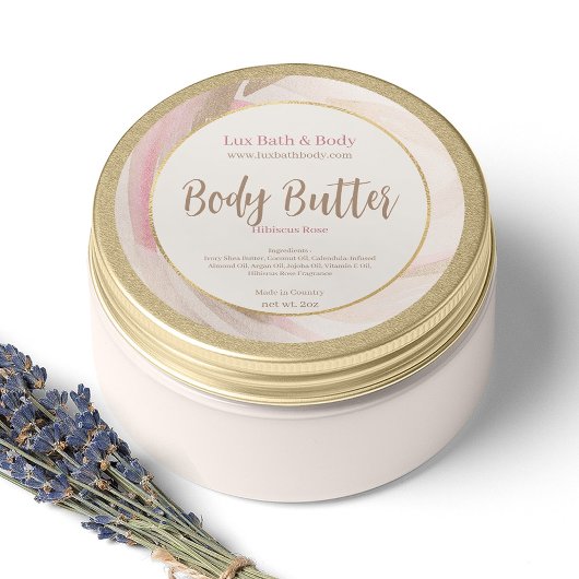 Pretty Neutral Pink Brushstroke Gold Product Label