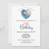 Pretty Ocean Wave Heart 25th Birthday Kaart (Voorkant)