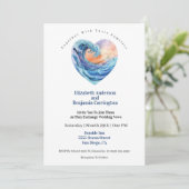 Pretty Ocean Wave Heart Wedding Kaart (Staand voorkant)