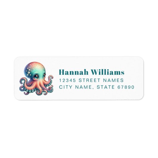 Pretty Octopus Return Address Labels (Voorkant)