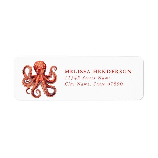 Pretty Octopus Return Address Labels (Voorkant)