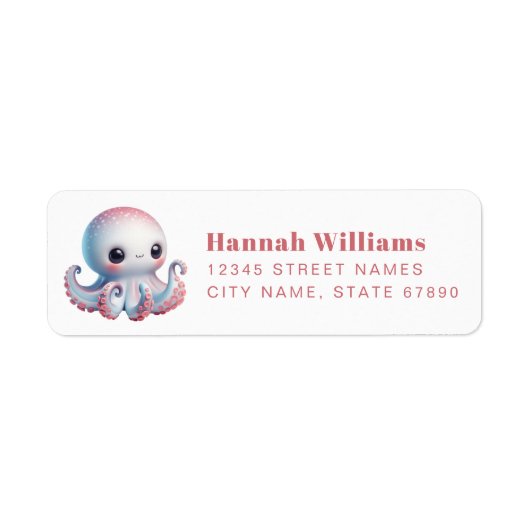 Pretty Octopus Return Address Labels (Voorkant)