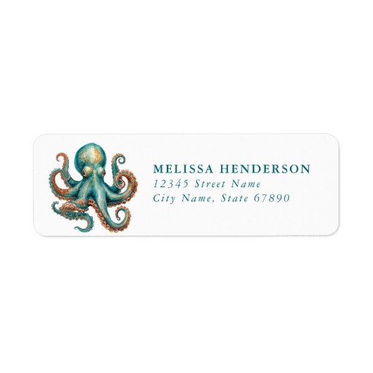 Pretty Octopus Return Address Labels (Voorkant)